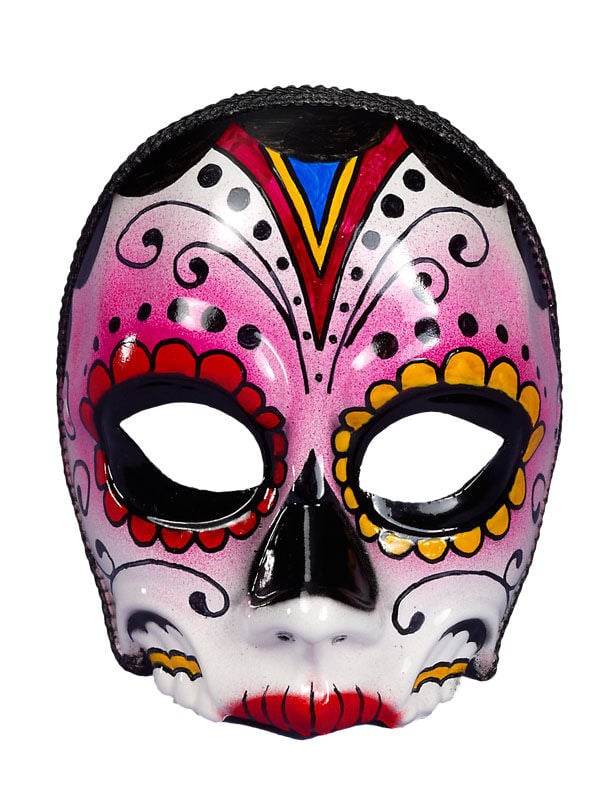 Masque de crâne d'Halloween ornementé pour femme multicolore