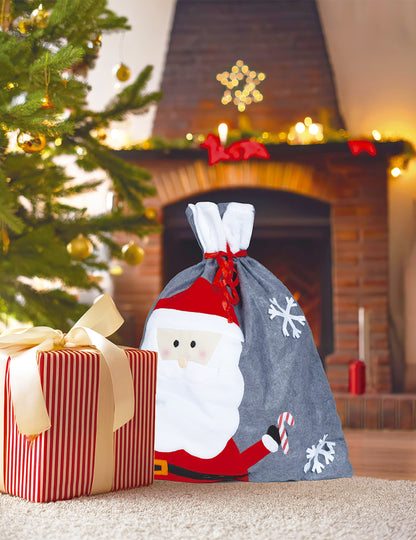 Siva božična nogavica 50 x 60 cm