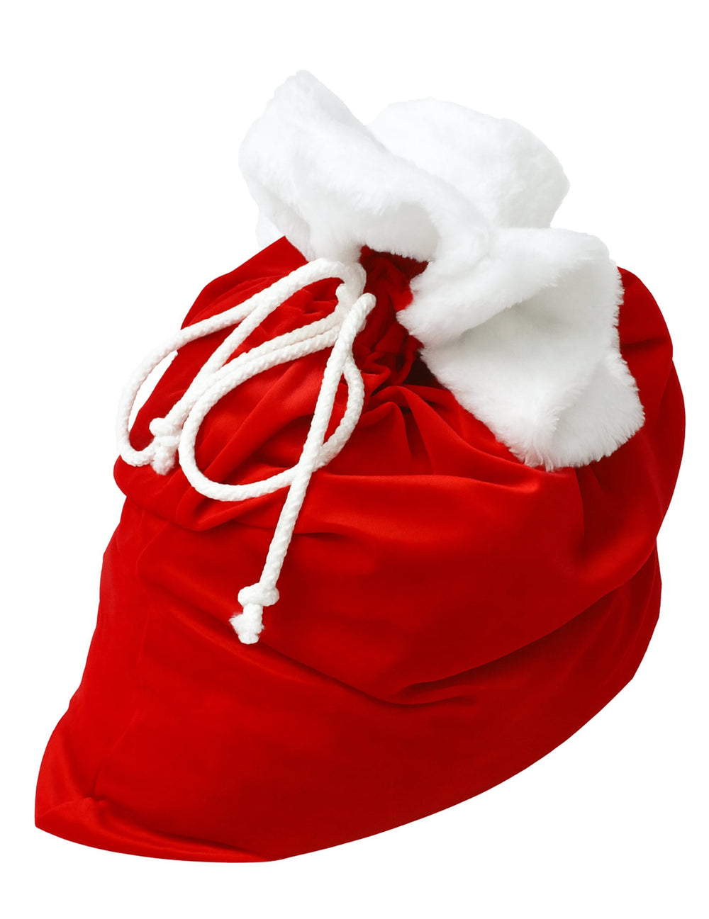 Hotte du Père Noël pour adulte rouge en velours luxe avec bordure blanche