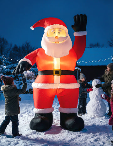 Napihljiva in svetleča velikanska božična dekoracija Božiček 244 cm 