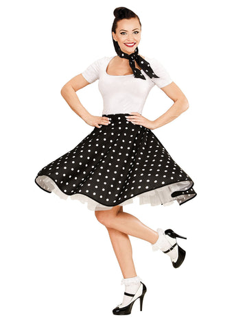 Črno krilo in šal za žensko iz petdesetih let