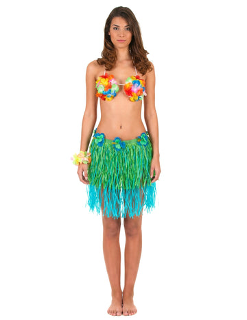 Kratko in modro havajsko krilo z cvetovi odraslih