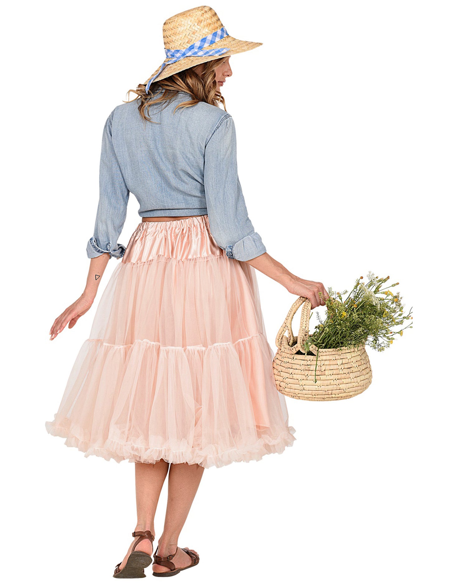 Roza bež tille petticoat 65 cm