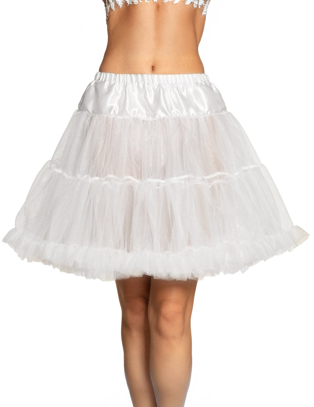 Jupon mi-long pour femme blanc en tulle volumineux