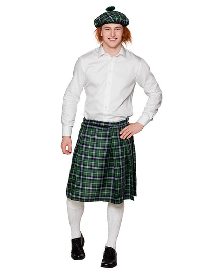 Vue d'ensemble avec béret du kilt écossais pour homme