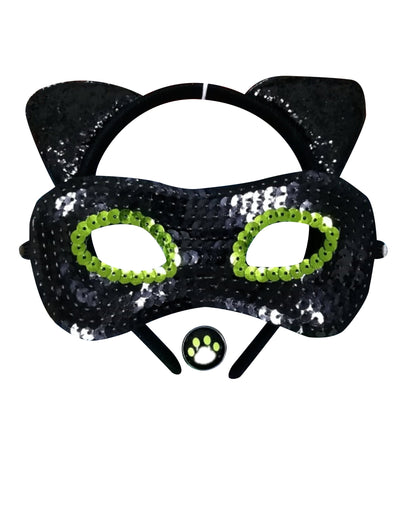 Kit accessoires Chat Noir Miraculous™ pour enfant noir et vert à sequins
