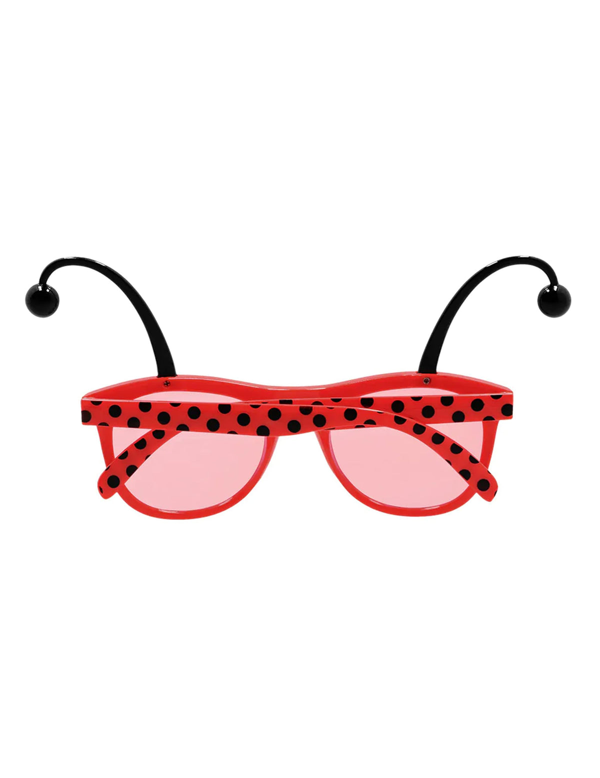 Lunettes de coccinelle pour adulte rouge à pois noirs avec antennes