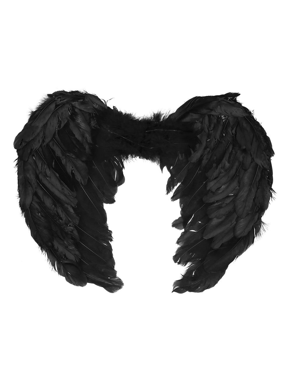 Vue de face des ailes en plumes du kit accessoires d'ange noir