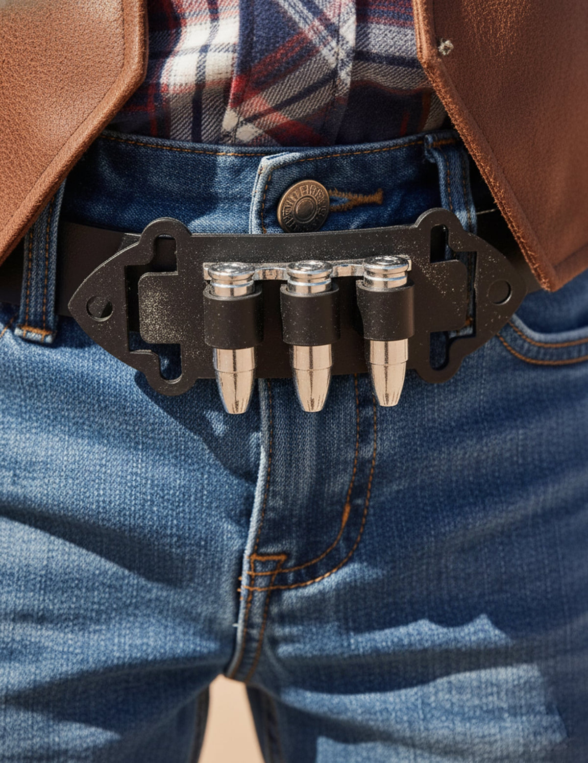 Gros plan sur le porte-cartouches du kit accessoires de cowboy