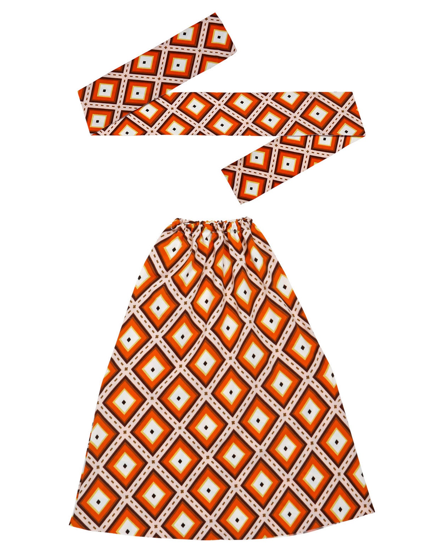 Vue d'ensemble à plat du kit bandeau et jambières années 70