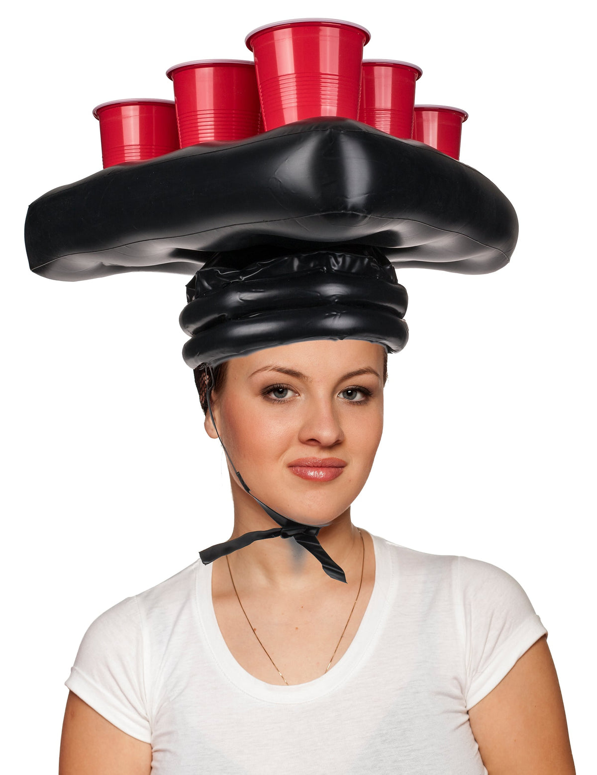 Kit beerpong gonflable pour 2 personnes noir avec gobelets rouges