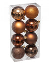 8 boules de Noël bronze brillantes et pailletées