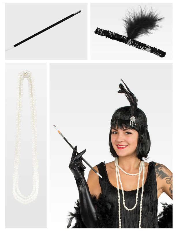 Détail des accessoires du kit cabaret pour femme noir