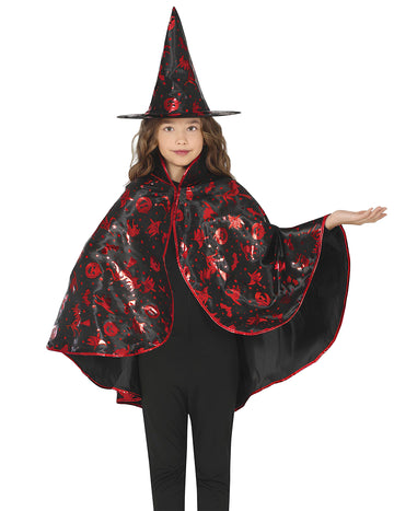 Otroški črni in rdeč čarovniški rt in hat Kit