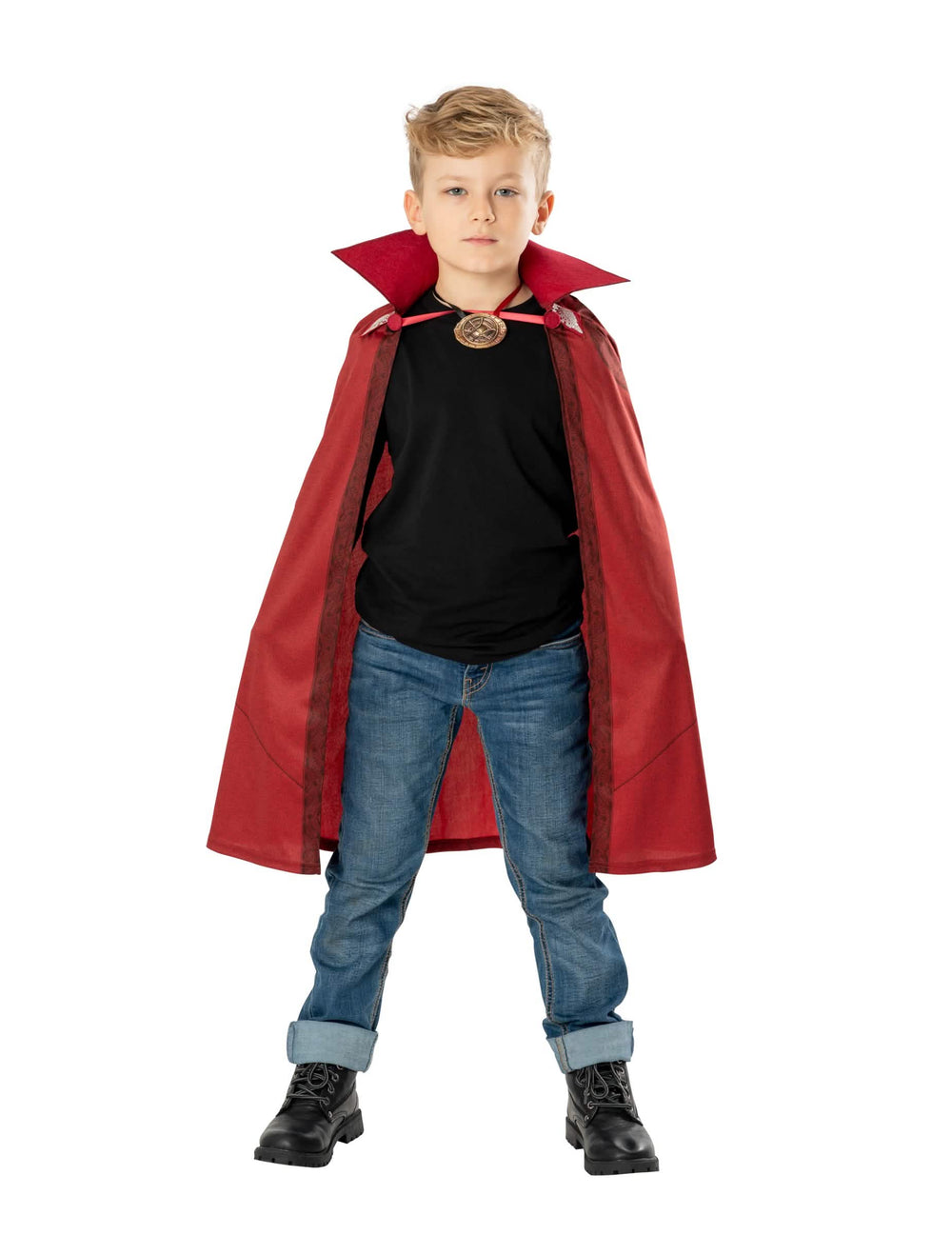 Kit cape et médaillon Docteur Strange pour enfant rouge