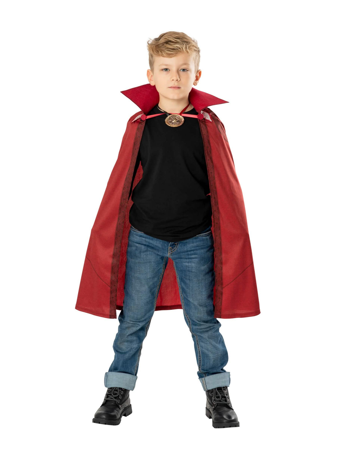 Kit cape et médaillon Docteur Strange pour enfant rouge