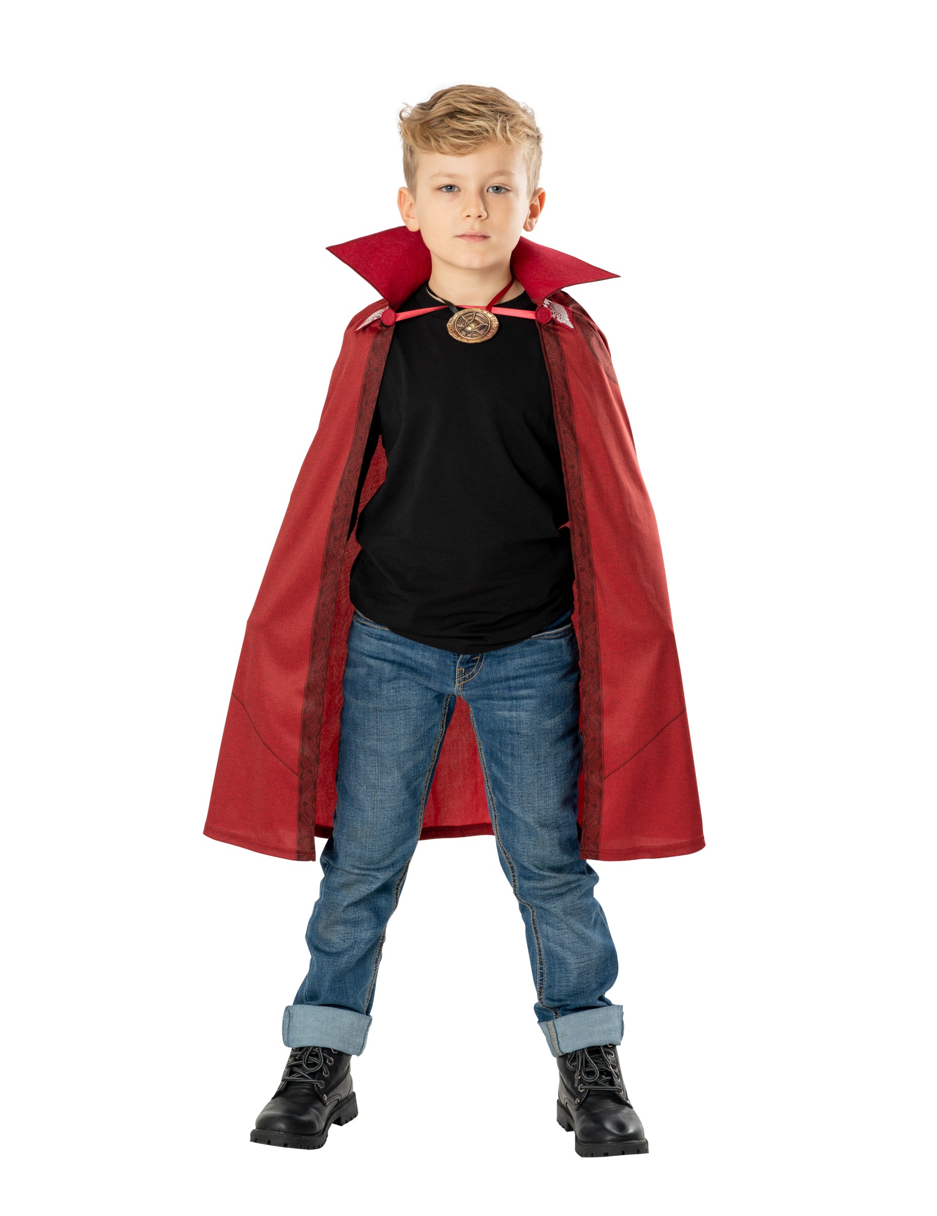 Kit cape et médaillon Docteur Strange pour enfant rouge