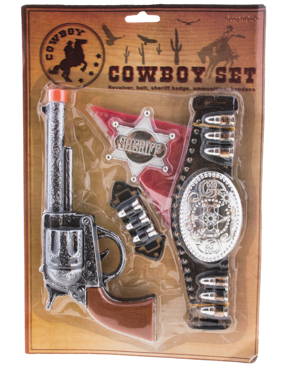 Vue du packaging du Kit 5 pièces cowboy pour enfant