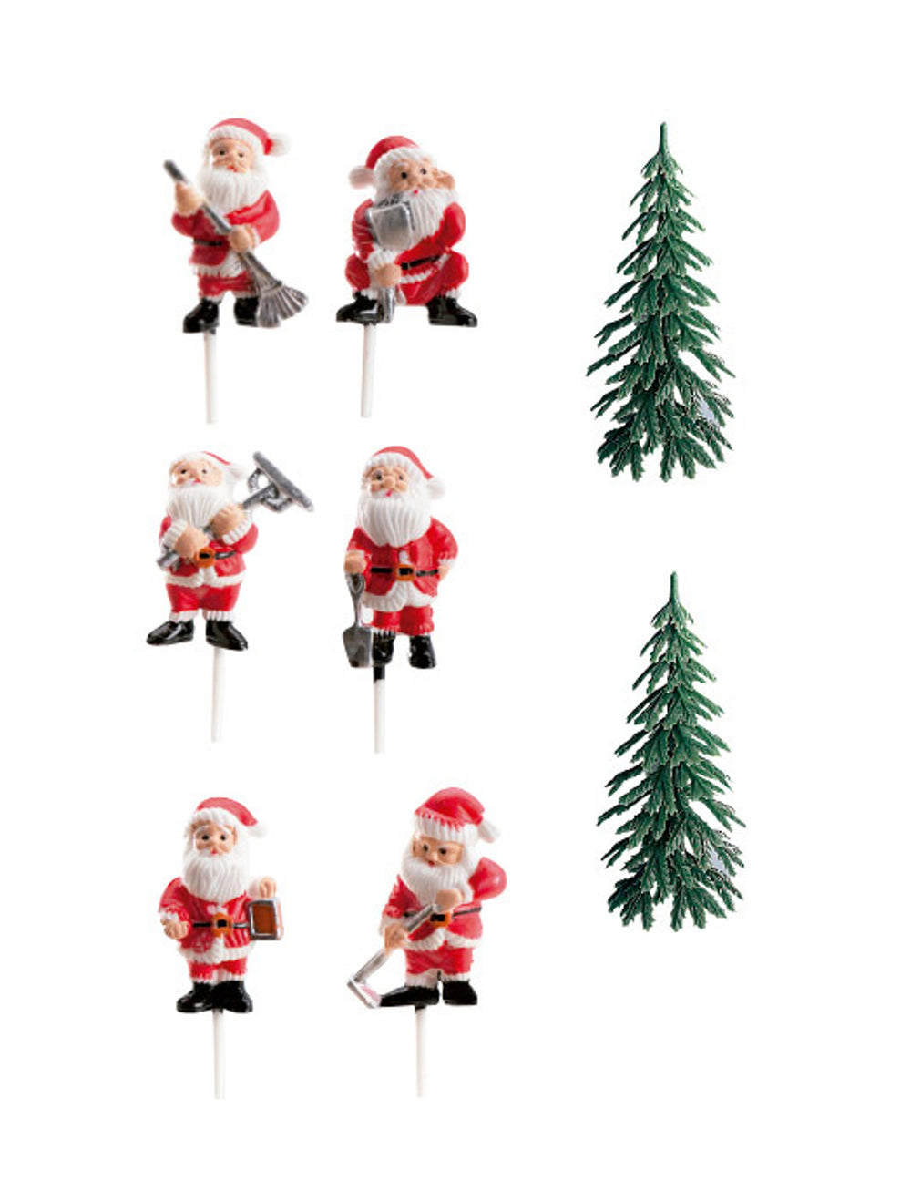 Kit de décoration de bûche figurines Père Noël pour gâteau rouge et vert
