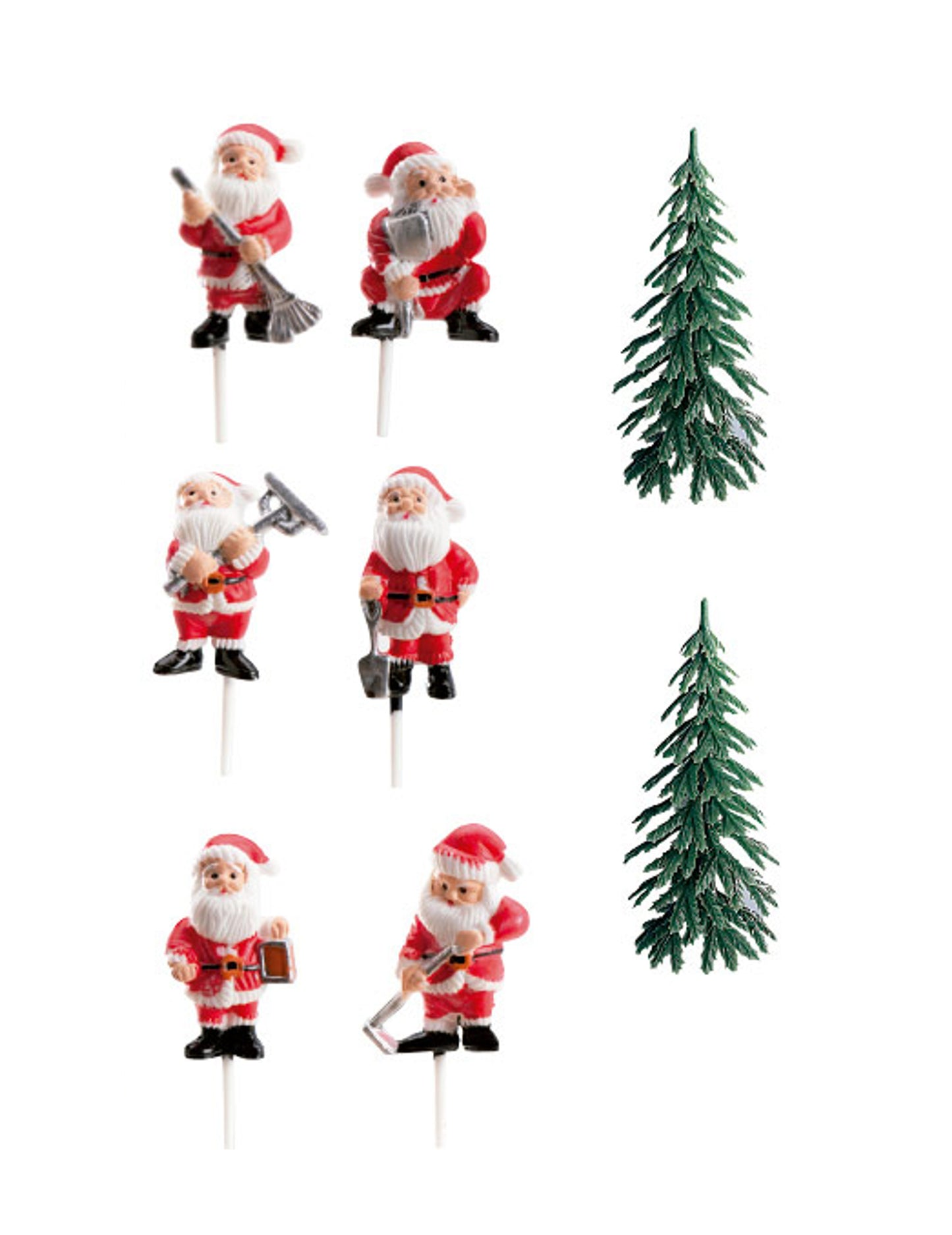 Kit de décoration de bûche figurines Père Noël pour gâteau rouge et vert