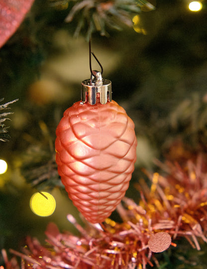 18-delni komplet okraskov za božično drevo v rožnato zlati barvi z zvezdicami