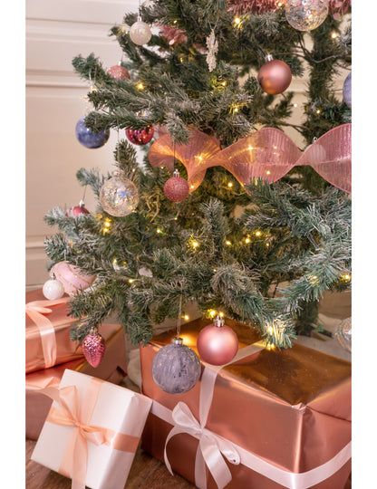 18-delni komplet okraskov za božično drevo v rožnato zlati barvi z zvezdicami