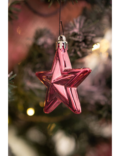 18-delni komplet okraskov za božično drevo v rožnato zlati barvi z zvezdicami