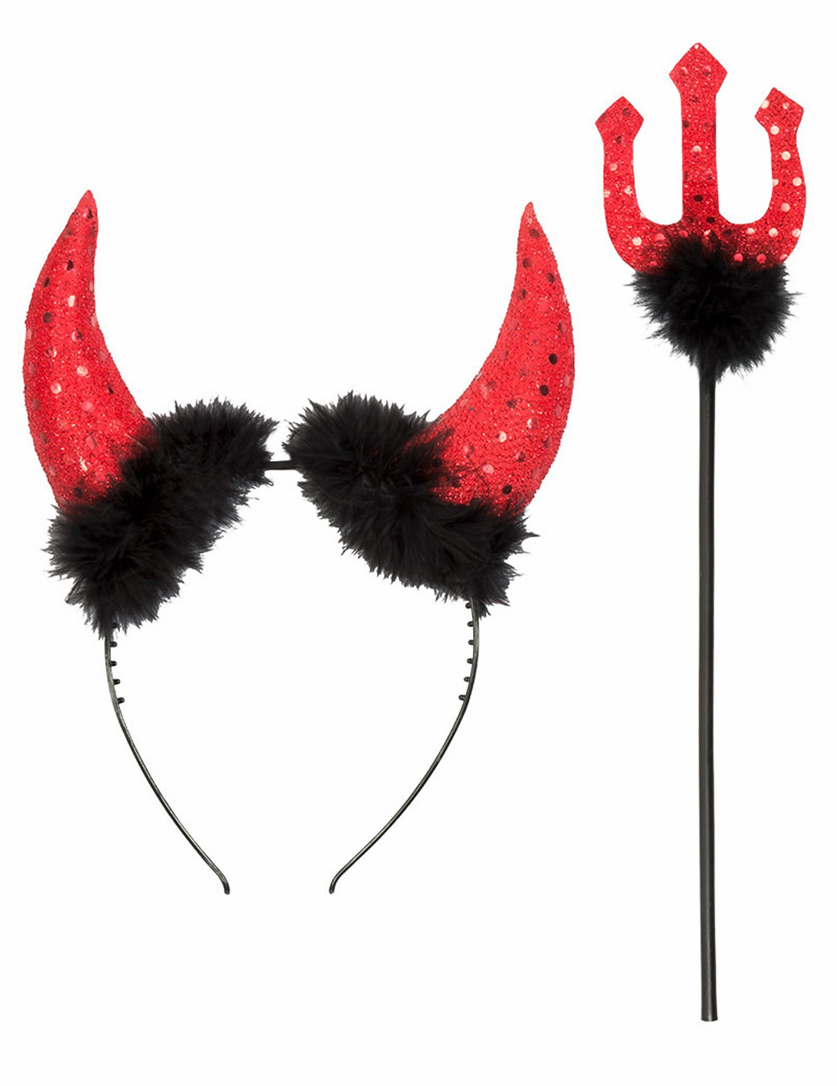 Détail des accessoires du Kit diablesse Halloween pour femme
