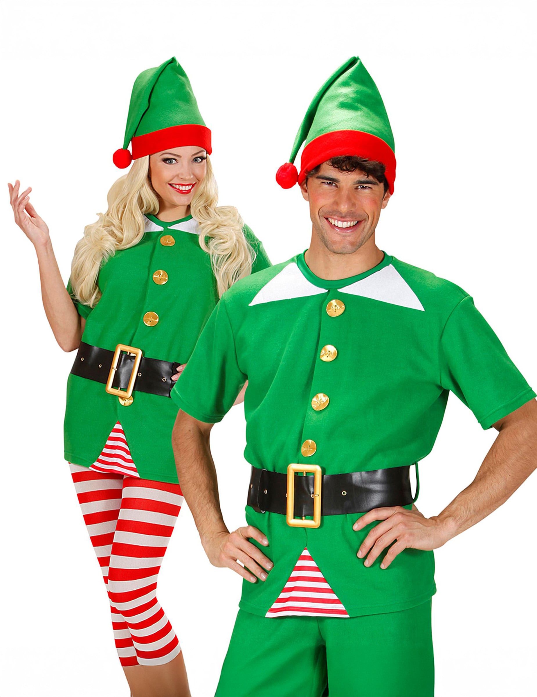 Gros plan sur le haut du kit déguisement elfe pour adulte Noël