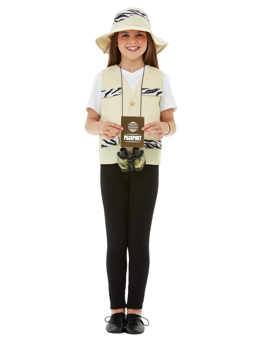 Kit d'explorateur pour enfant beige avec motifs zèbre chapeau et jumelles