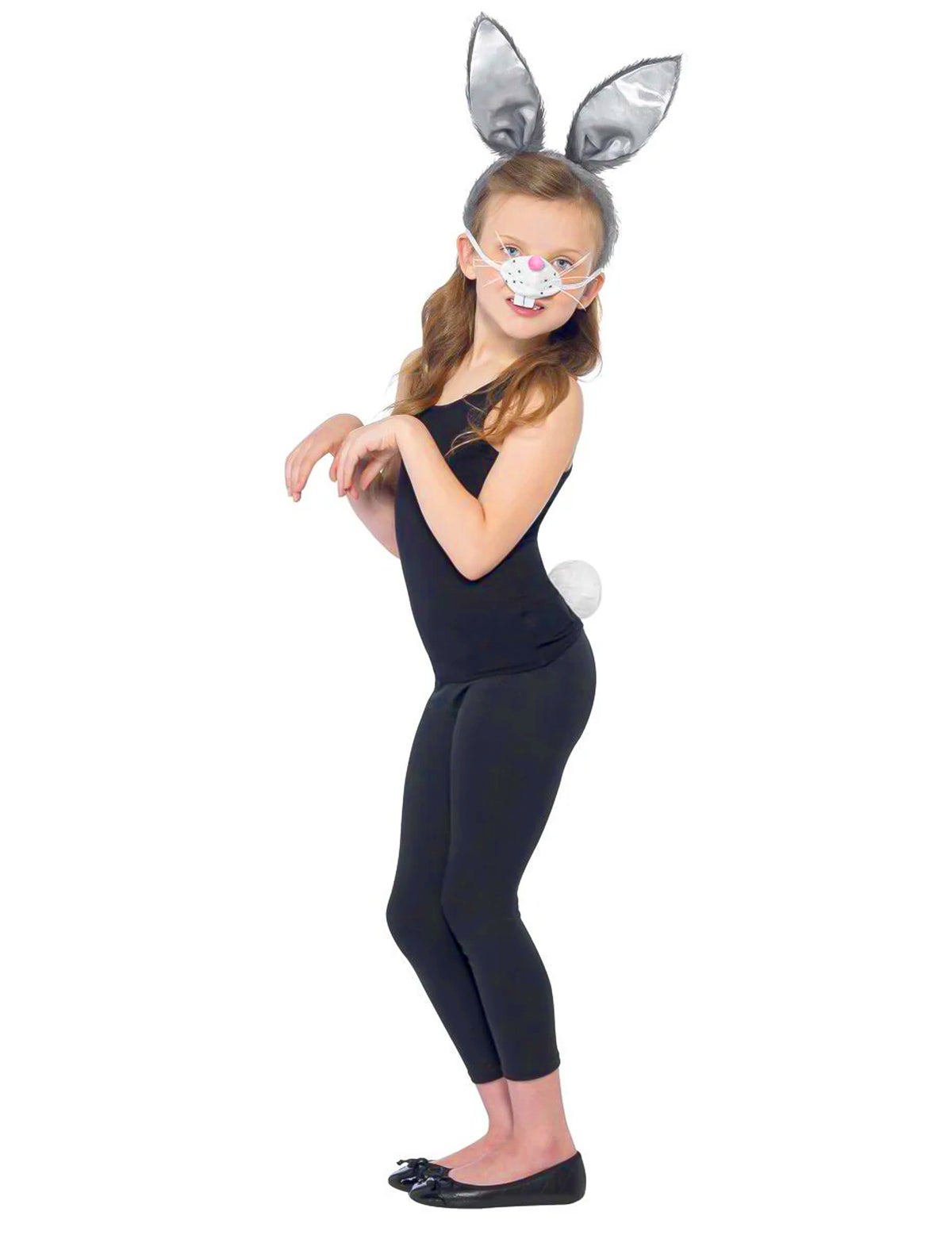Kit de lapin pour enfant gris et blanc avec oreilles et museau