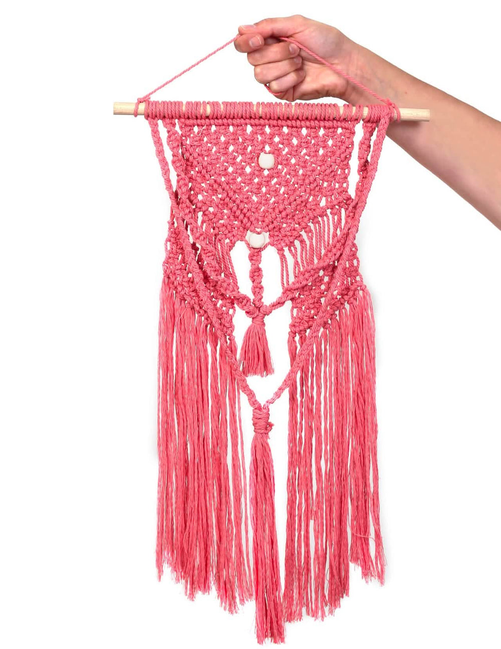 komplet za viseči boho macrame v roza barvi iz bombaža DIY