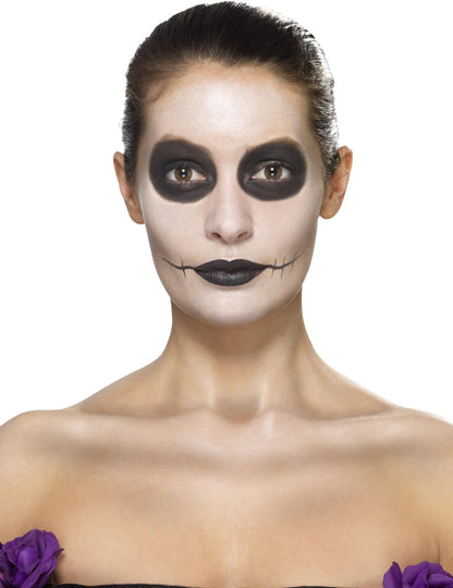 Komplet ličila modre cvetje ženska dia de los muertos