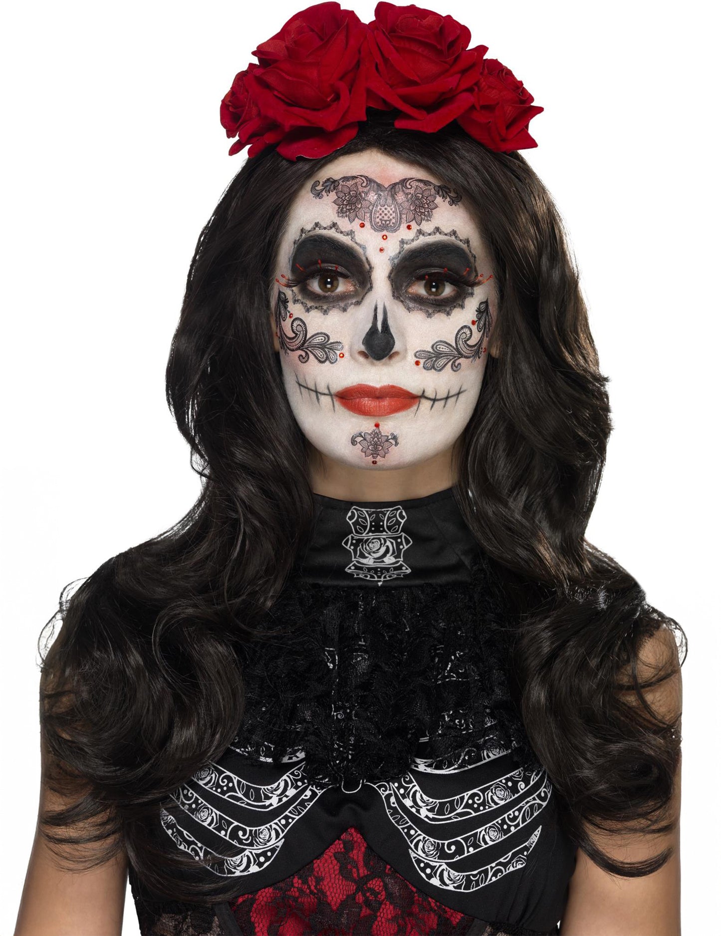 Glamour Makeup Kit z lažnimi trepalnicami in nakitom Dia de los Muertos