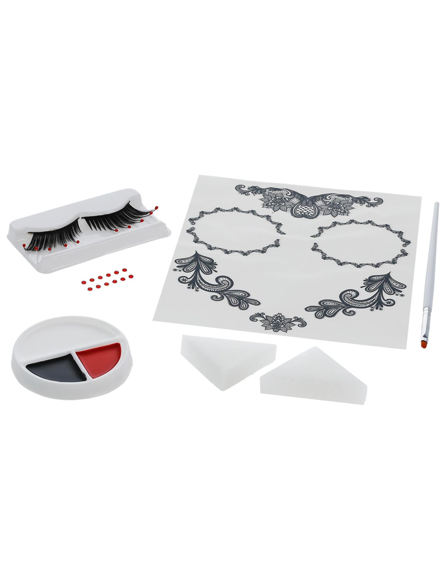 Glamour Makeup Kit z lažnimi trepalnicami in nakitom Dia de los Muertos