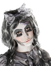 Kit maquillage poupée Halloween pour adulte gris et blanc avec cicatrices et faux cils