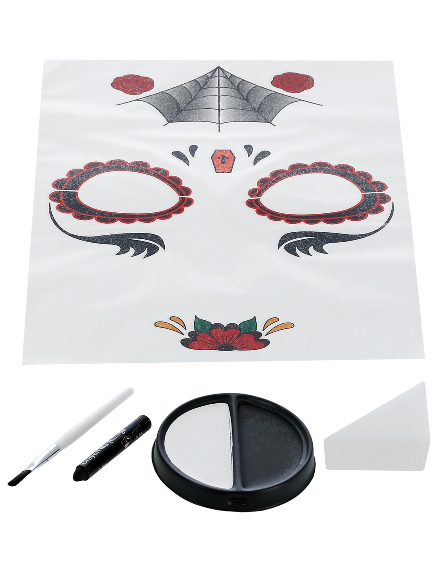 Détail du contenu du Kit maquillage princesse araignée Dia de los muertos