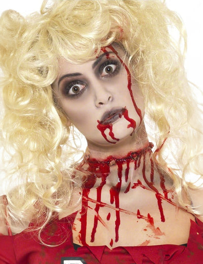 Kit maquillage zombie pour femme avec faux sang et effet gorge tranchée