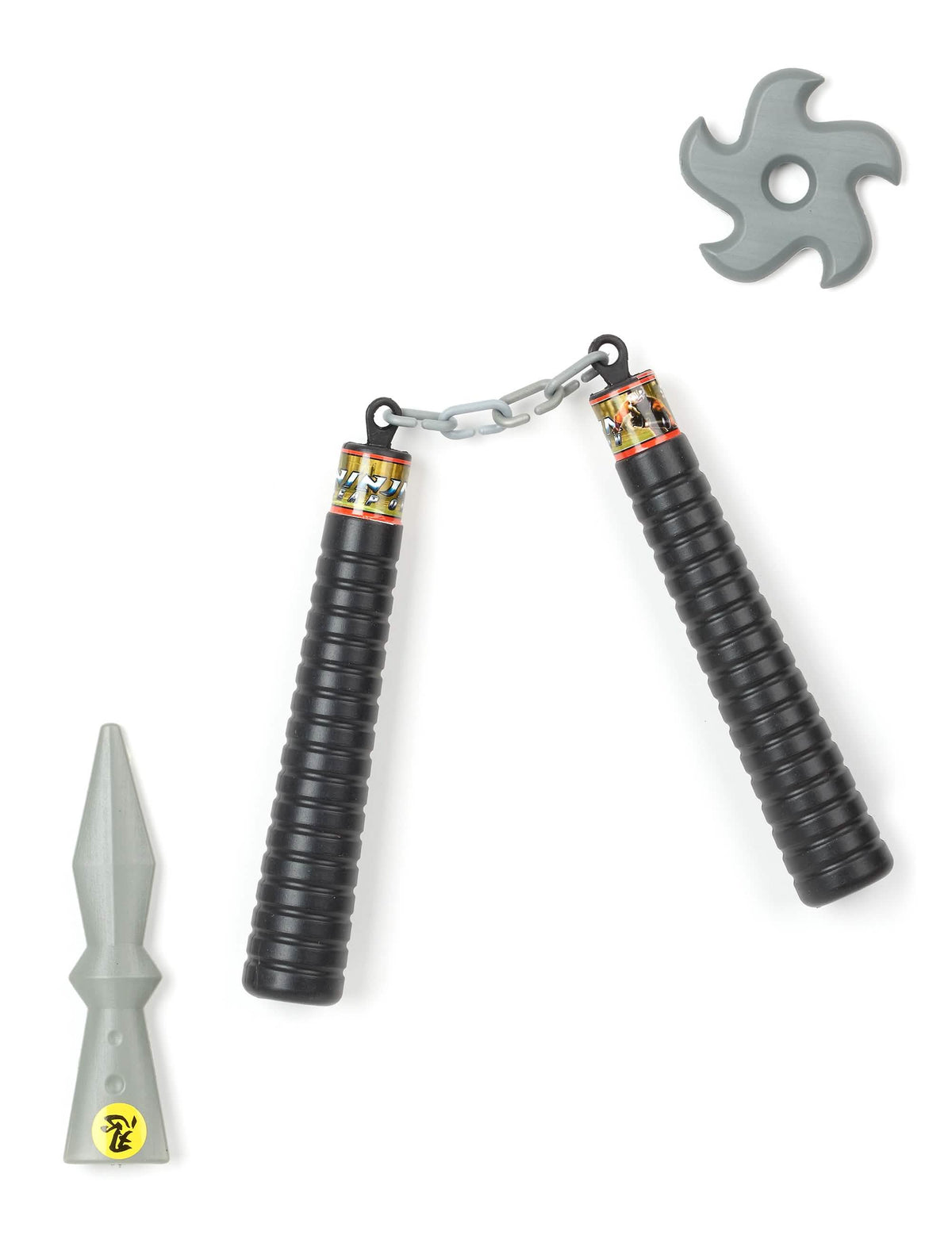Otroški nindže nunchaku komplet iz plastike v črni in sivi barvi
