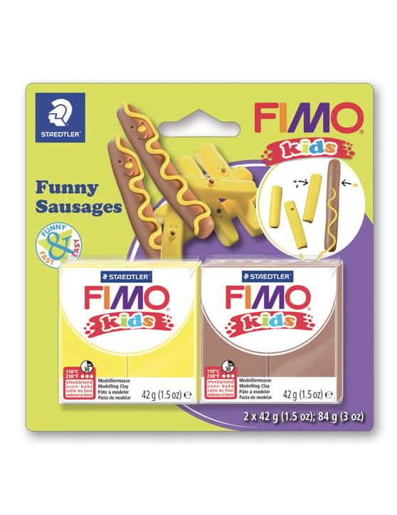 komplet fimo® pasta klobasice in pomfri za otrok rumena in rjava