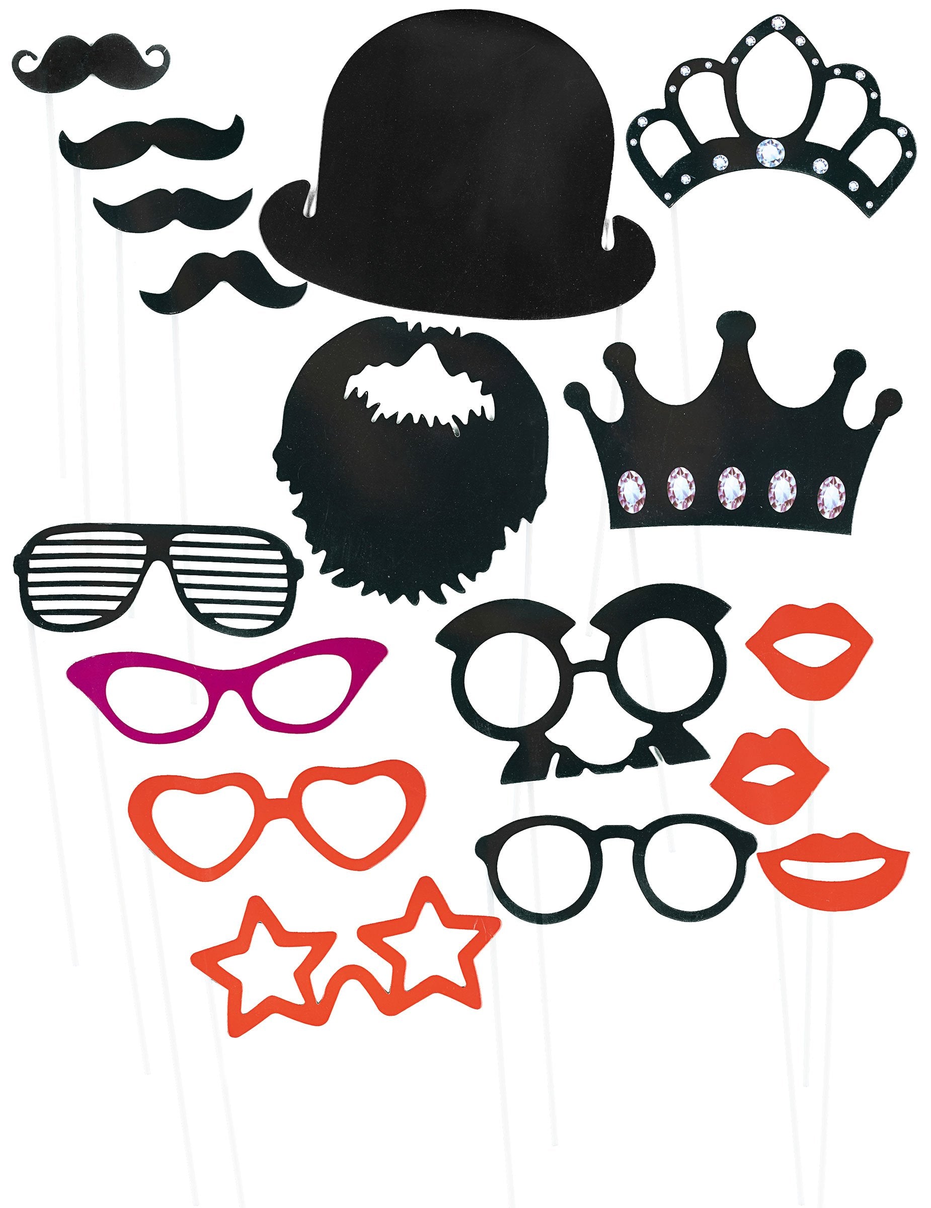 Fotobudka komplet 17 dodatkov za rdečo in črno zabavo