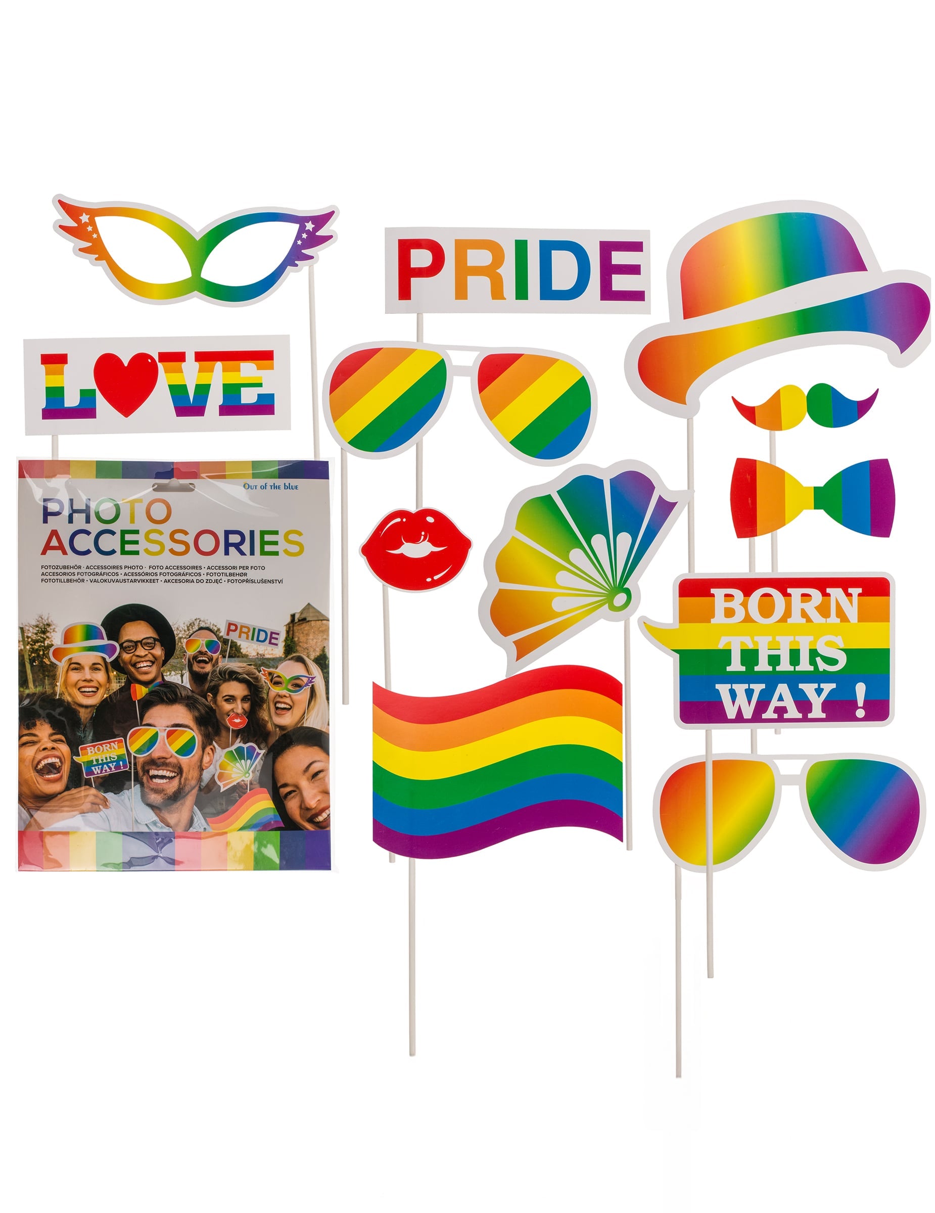 Kit photobooth pride arc-en-ciel pour adulte multicolore 12 pièces