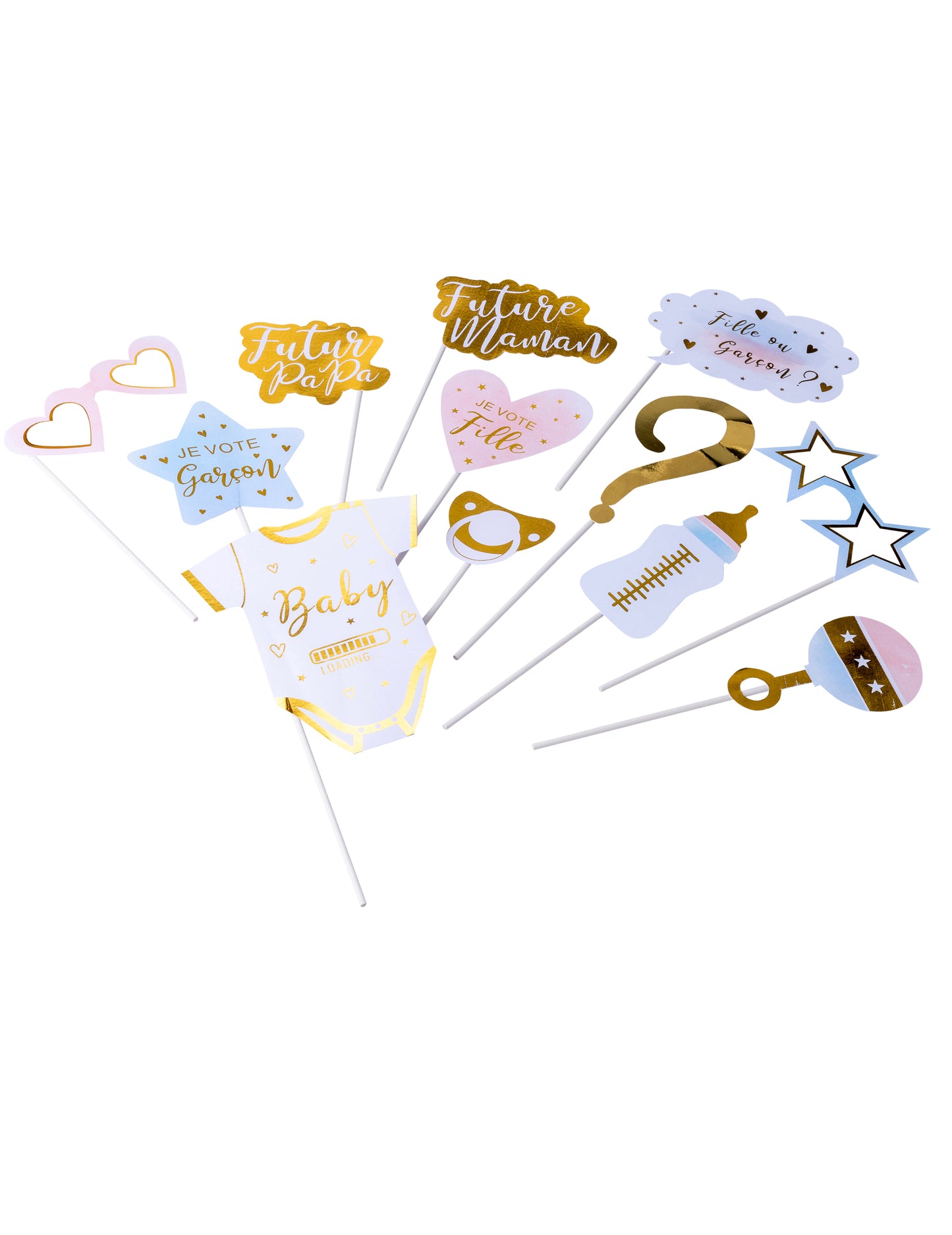 12-delni komplet za fotografiranje spolov v roza, modri in zlati barvi za deklice ali dečke