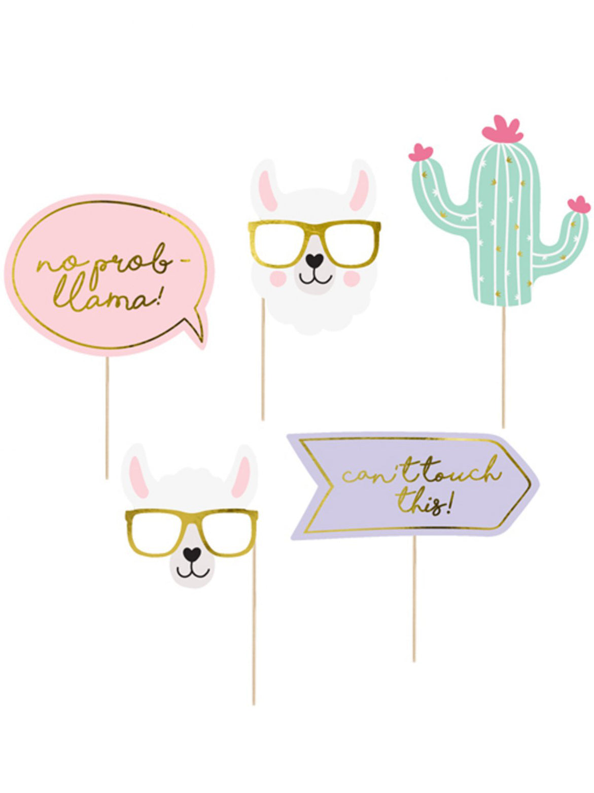 5-delni komplet za fotografiranje z motivom pastelne lame za rojstne dneve