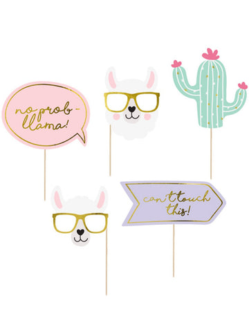 5-delni komplet za fotografiranje z motivom pastelne lame za rojstne dneve