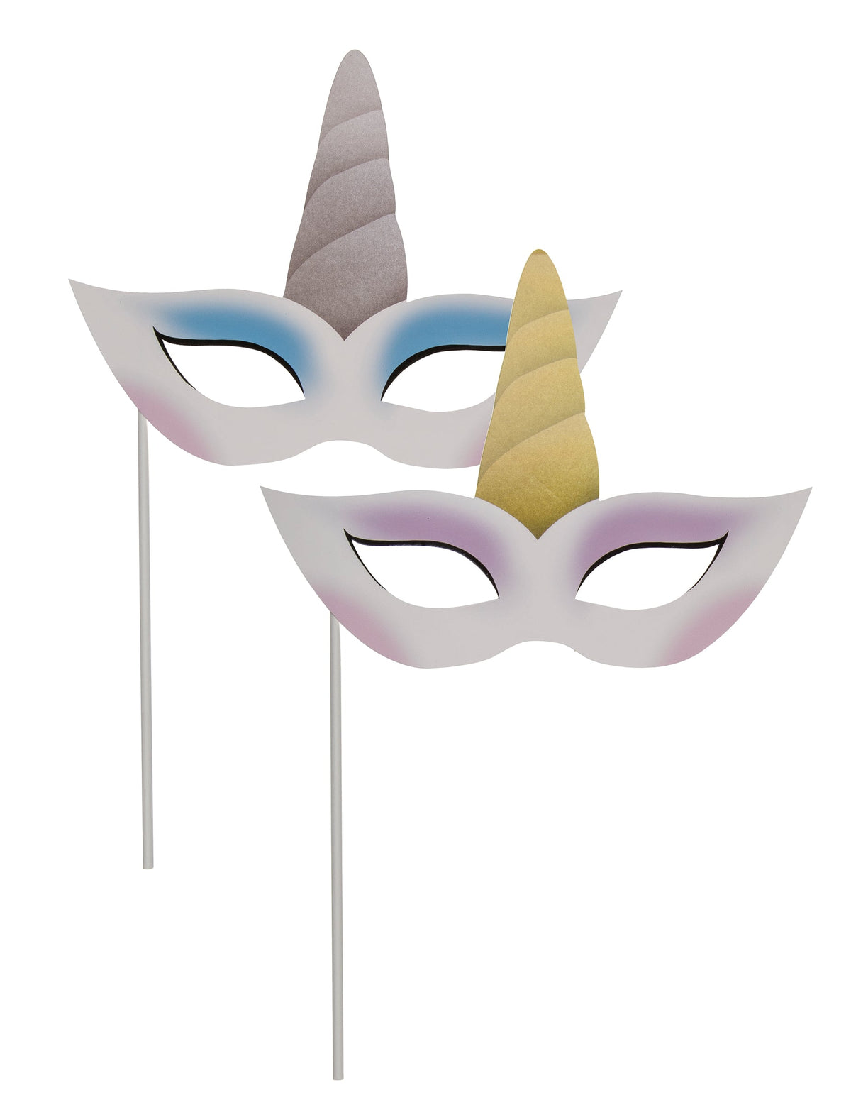 Masques avec cornes sur tiges du kit photobooth licorne