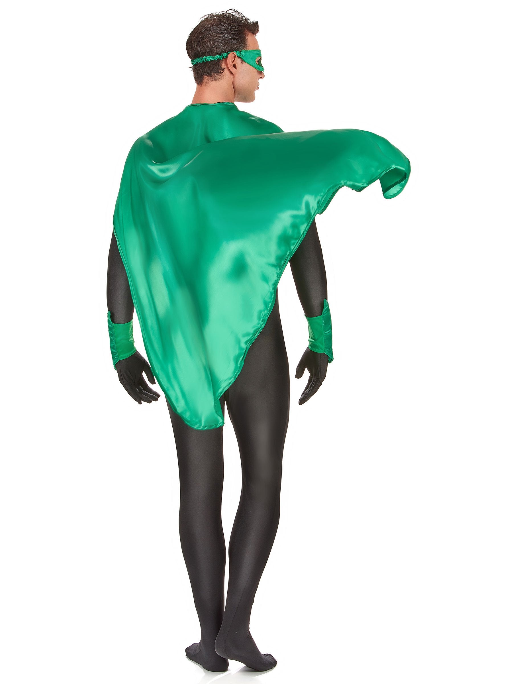 Pogled od zadaj na zeleni komplet superjunaka za odrasle