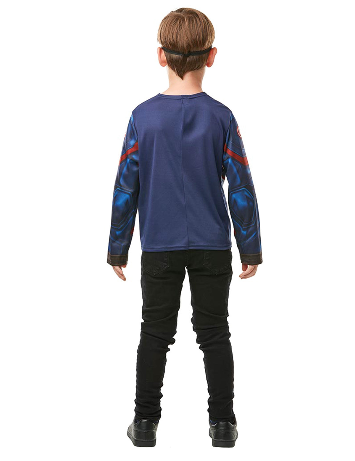 Vue de dos du kit top et masque Captain America pour enfant