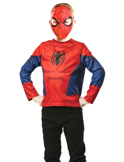 Kit top et masque Spiderman™ pour enfant rouge et bleu
