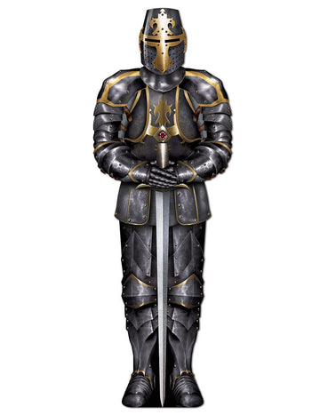Dekoracija viteza s črnim in zlatim oklepom z mečem